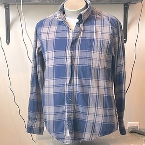 St Johns Bay Blue Plaid Button Down Flannel